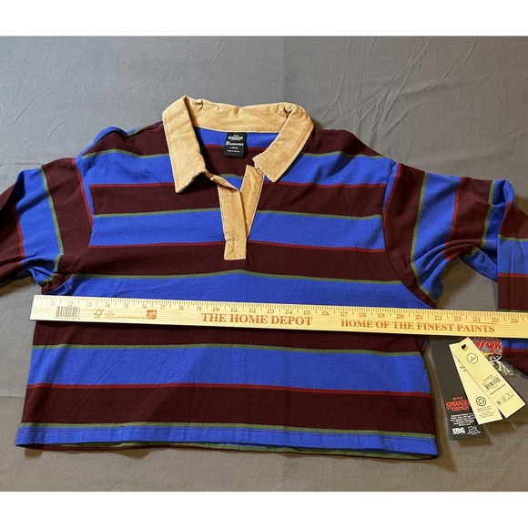 Netflix Stranger Things Cropped Rugby Polo Women's (L ) New w/ Tags & Patches - Picture 7 of 13